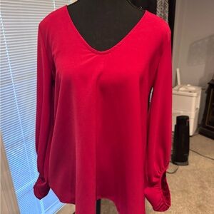1.4.3. Story by Line Up Bold Red V-Neck Blouse